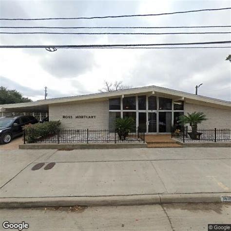 Ross mortuary - Ross Mortuary Inc. is located at 3618 Lyons Ave in Houston, Texas 77020. Ross Mortuary Inc. can be contacted via phone at 713-223-8071 for pricing, hours and directions. Contact Info. 713-223-8071.